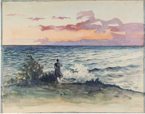 Бехтеев Владимир Георгиевич. Лазаревское. Прибой с силуэтом женщины